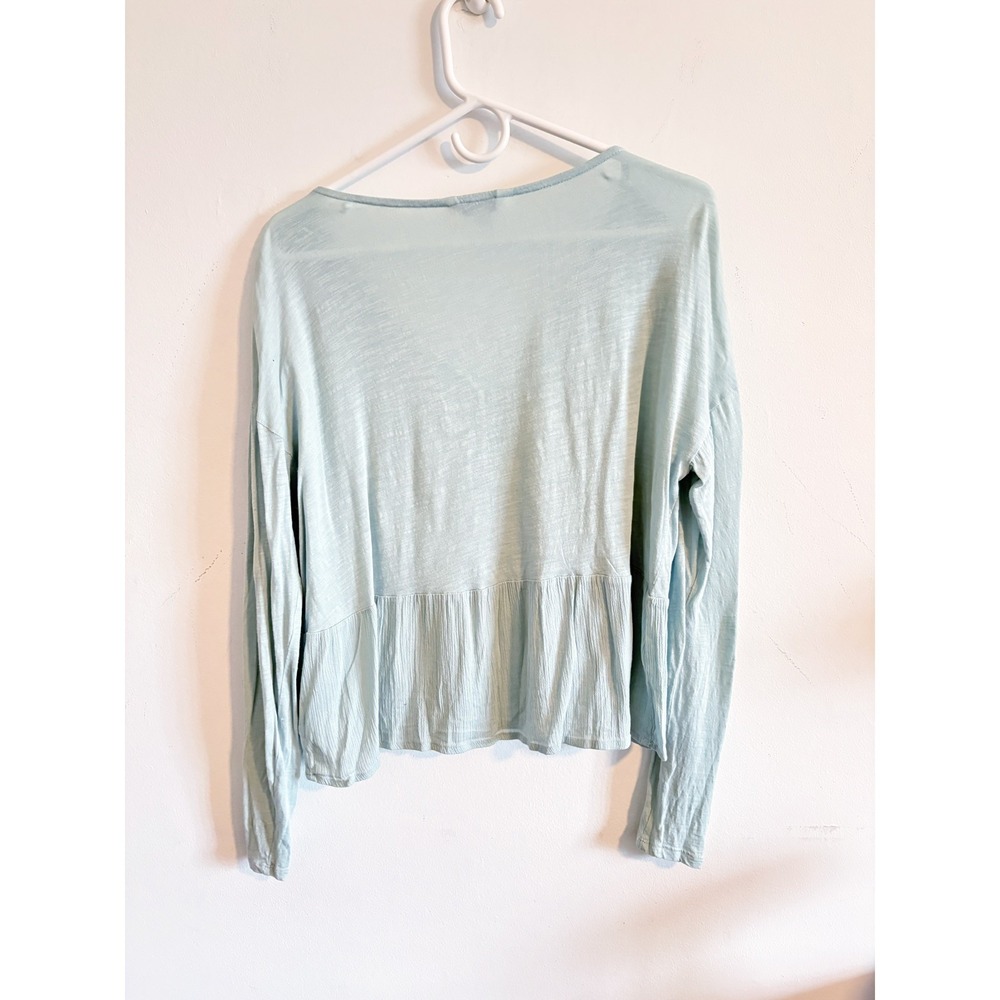 Lucky Brand Light Blue Peasant V-Neck Blouse Size Medium - Picture 2 of 3